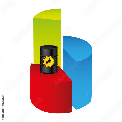 colorful silhouette with statistics graphs with oil price fall vector illustration