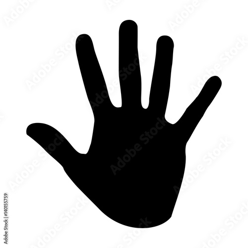 black silhouette of left hand vector illustration