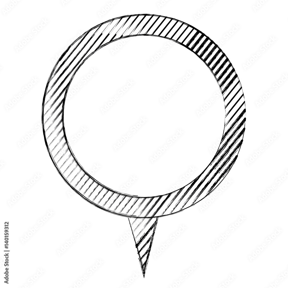 monochrome sketch of circular speech with tail and contour of stripes vector illustration monochrome sketch of circular speech with tail and contour of stripes vector illustration