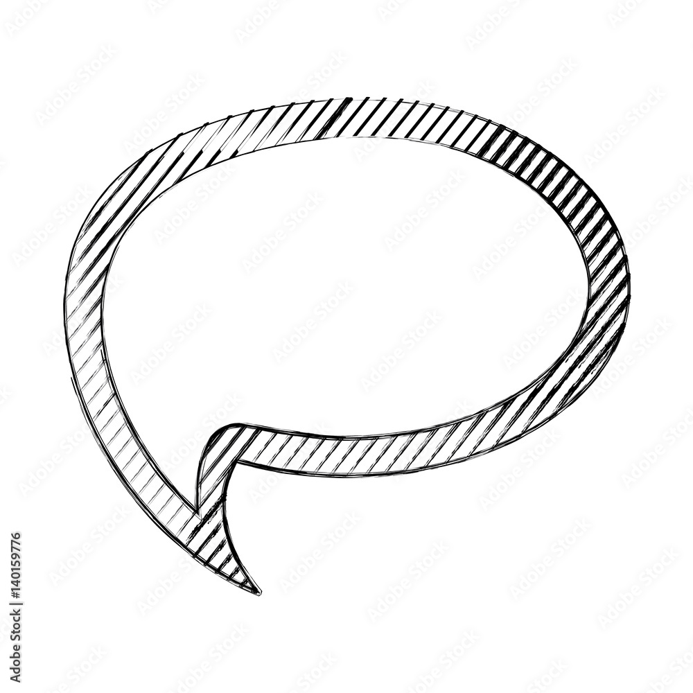 monochrome sketch of cloud speech with tail and contour of stripes vector illustration monochrome sketch of cloud speech with tail and contour of stripes vector illustration