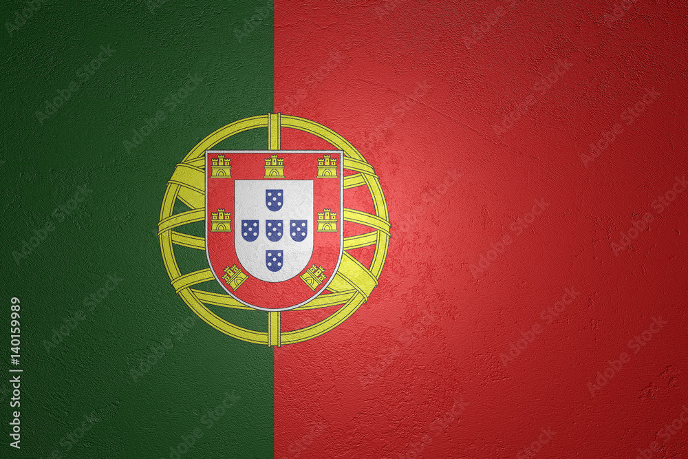 Flag of Portugal on stone background, 3d illustration