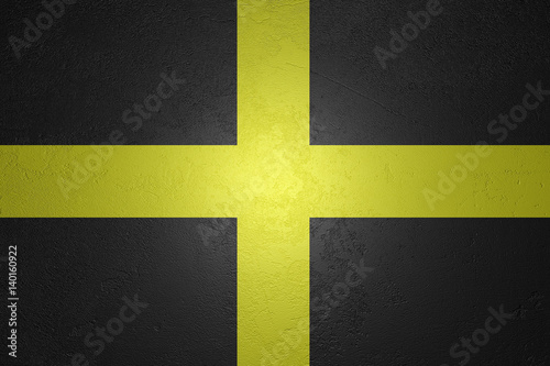 Flag of Saint David on stone background, 3d illustration