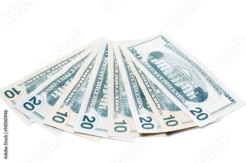 Dollar banknotes fan isolated 
