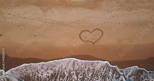 Be Happy - Aerial view of the beach and waves at sunset