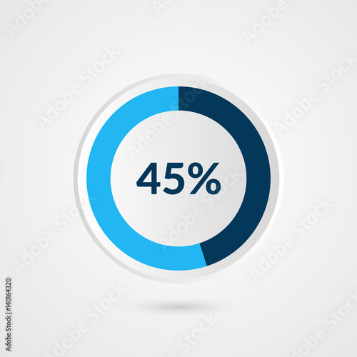 45 percent blue grey and white pie chart. Percentage vector infographics. Circle diagram business illustration