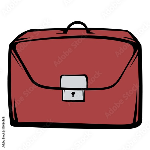 Brown business briefcase icon cartoon