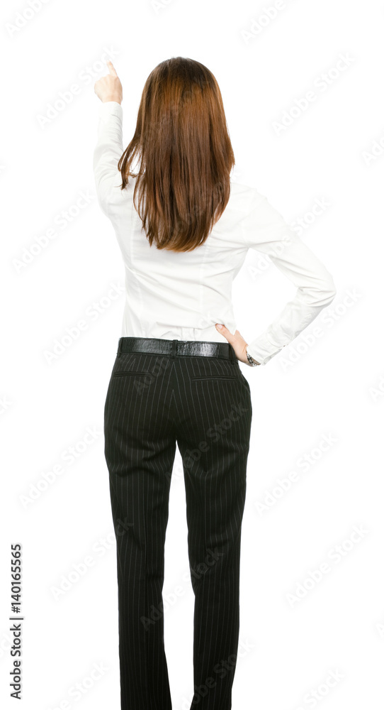 businesswoman pointing at something businesswoman pointing at something
