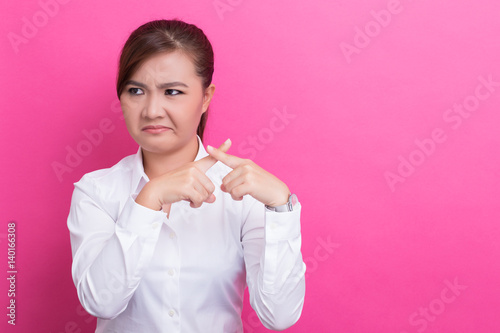 Woman making stop sign