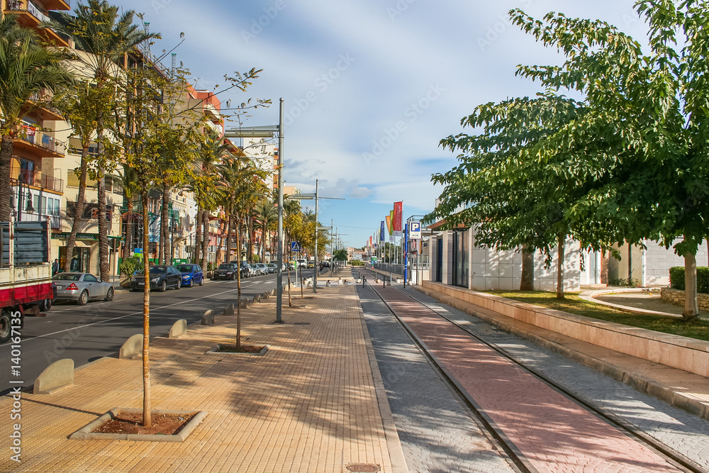 Naklejka premium Street of Castellon in Valencia (Spain). November 2007