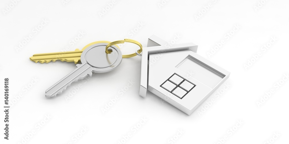 House keys on white background. 3d illustration House keys on white background. 3d illustration