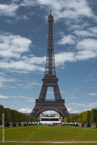 Stylized Eiffel Tower Nobody on Lawn in Paris  France
