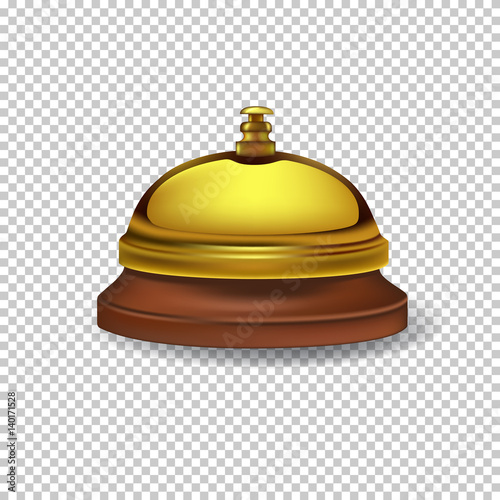 Vector realistic gold reception bell isolated on transparent background.