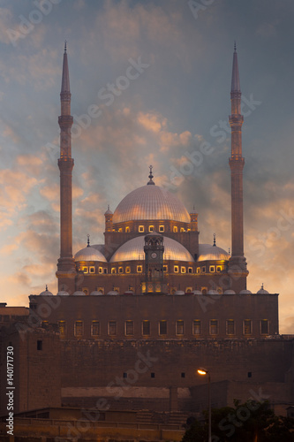 Tablou canvas Cairo Citadel Minarets Sunset Evening in Egypt