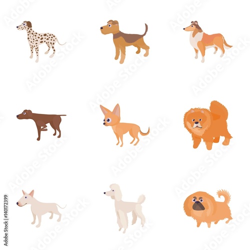 Doggy icons set  cartoon style