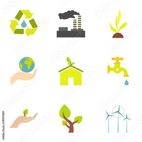 Fototapeta Energy icons set, flat style