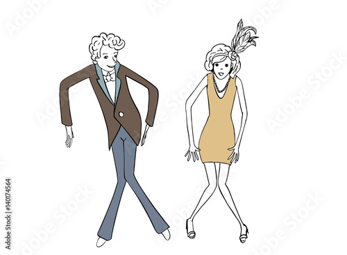 dancing couple vintage illustration