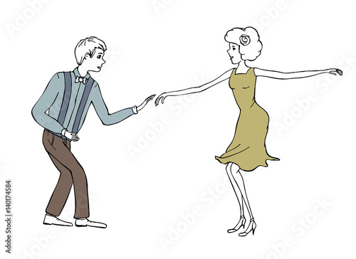 dancing couple vintage illustration