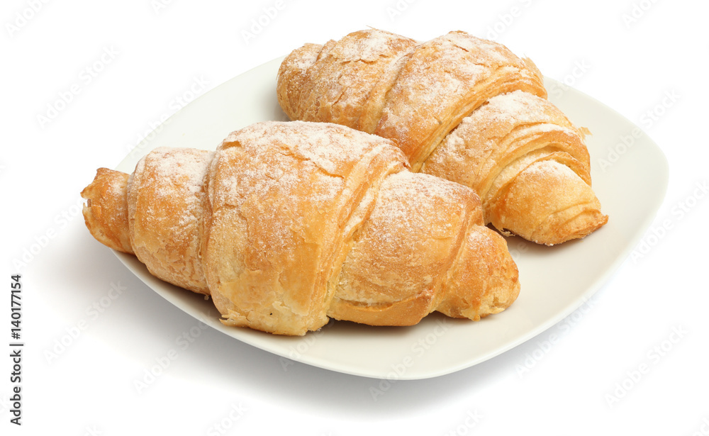 fresh croissant isolated on white background fresh croissant isolated on white background