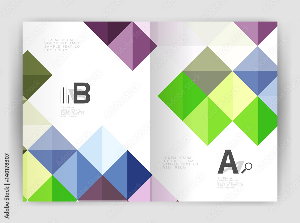 Modern minimalistic geometrical square business leaflet template