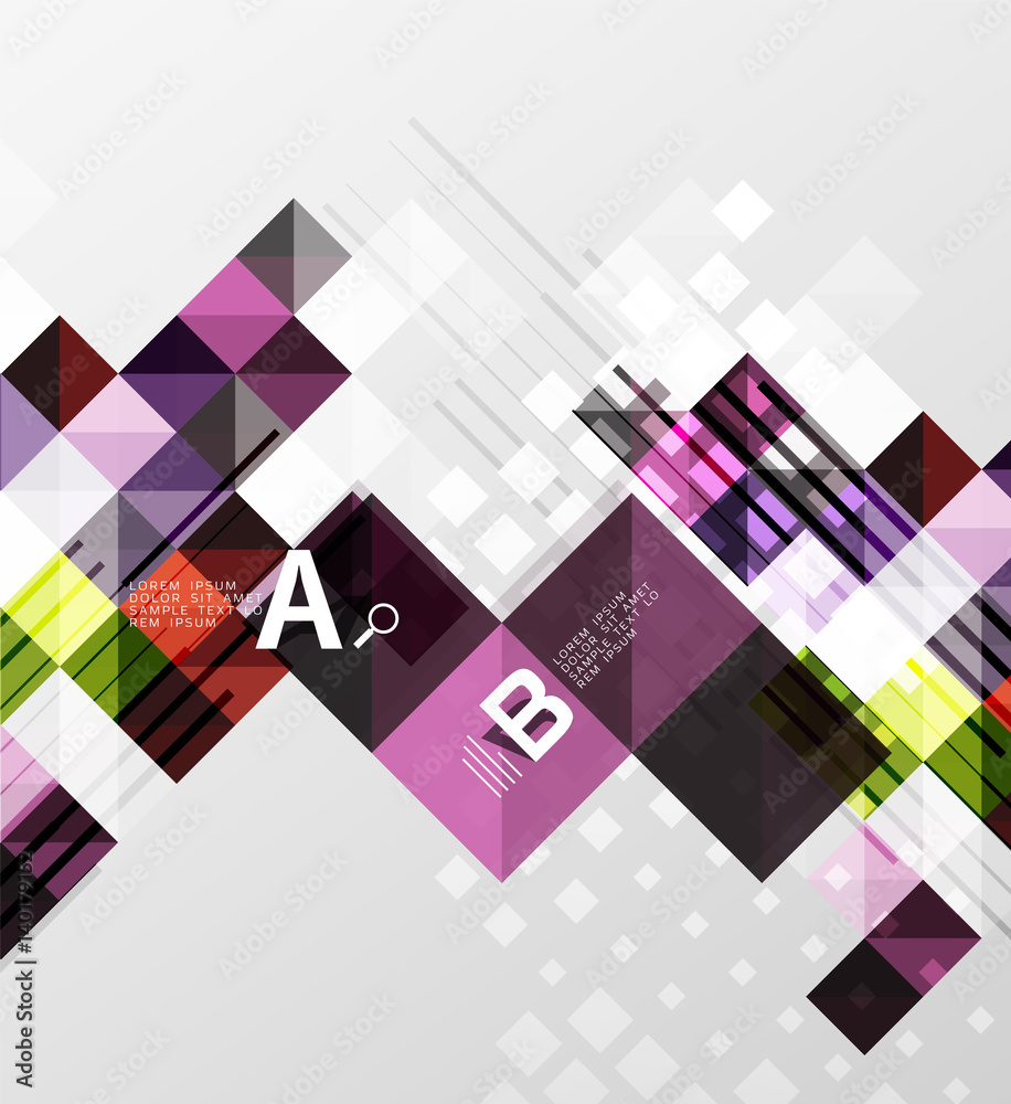 Square elements with infographics and options