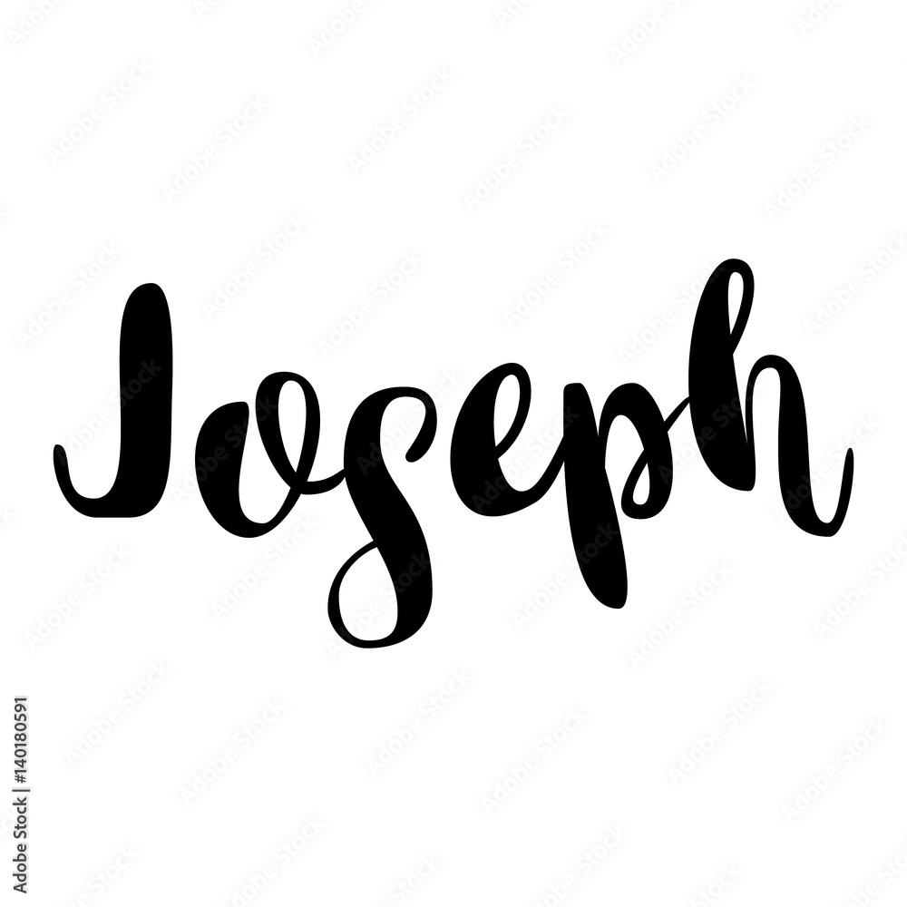 Male name - Joseph. Lettering design. Handwritten typography. Vector Male name - Joseph. Lettering design. Handwritten typography. Vector