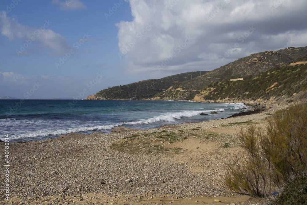 CAGLIARI: panoramica della spiaggia di mare Pintau - Sardegna