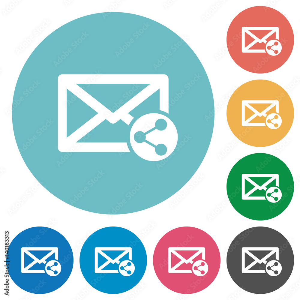 Share mail flat round icons