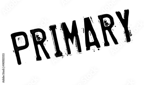 Primary rubber stamp. Grunge design with dust scratches. Effects can be easily removed for a clean, crisp look. Color is easily changed.