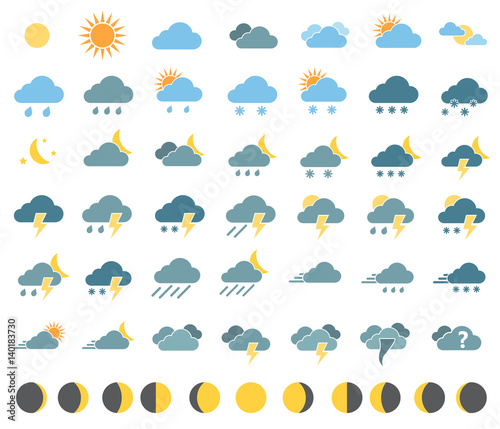 weather icons on white background in color