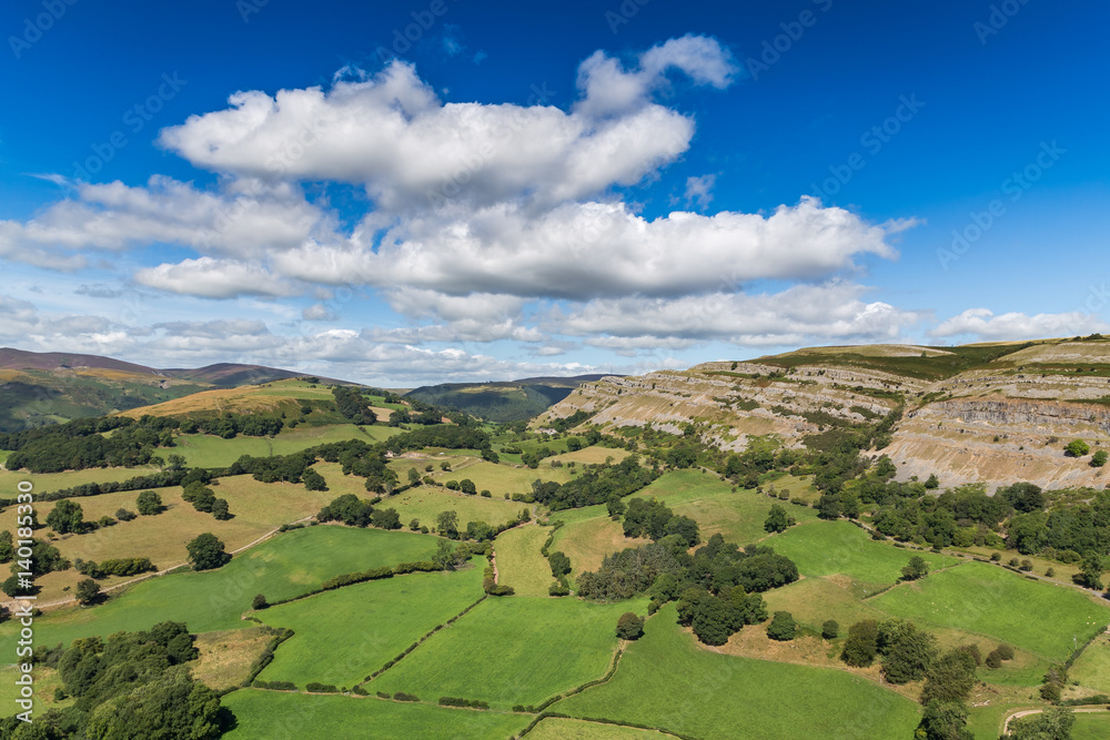Welsh landscape, seen from Castell Dinas Bran, near Llangollen, Denbighshire, Wales, UK
