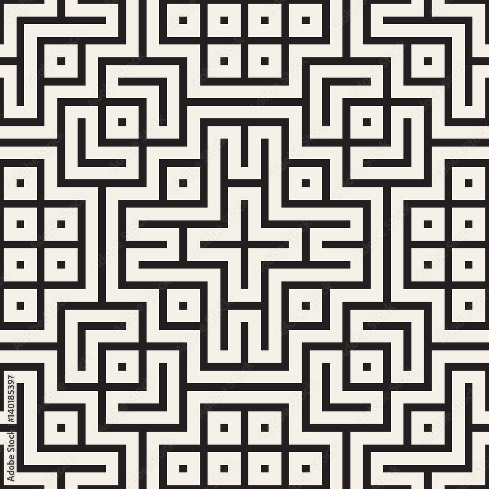 Geometric Ethnic Background with Symmetric Lines Lattice. Vector Abstract Seamless Pattern.