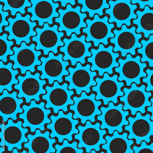 blue gears. abstract turquoise pattern. black background. vector illustration