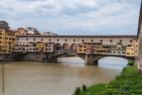 Famous Ponte Vecchio bridge across the river Arno in Florence, Italy