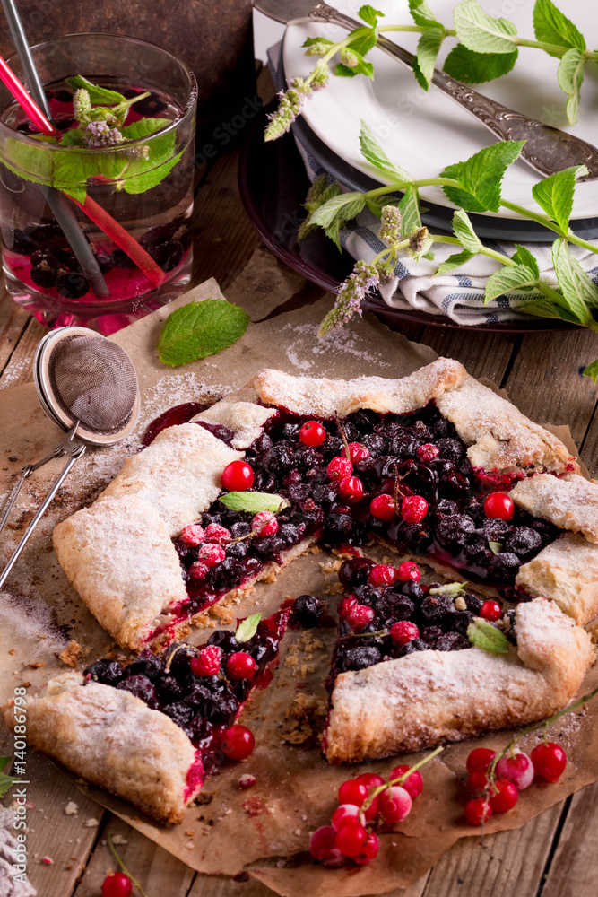 Rustic Berry Tart. Rustic Pie with the perfect flaky crust and warm berry center. Summer Berry Galette with Black and Red Currant.