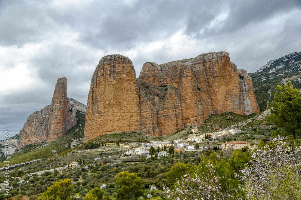 Mallos De Riglos are the picturesque rocks in Huesca Spain