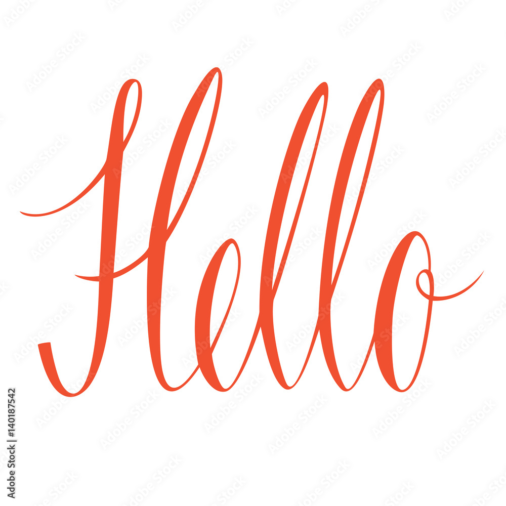 Hello Calligraphy lettering Isolated vector object Hello Calligraphy lettering Isolated vector object