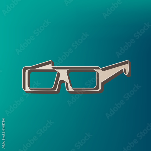 Modern glass sign. Vector. Icon printed at 3d on sea color background.