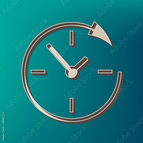 Service and support for customers around the clock and 24 hours. Vector. Icon printed at 3d on sea color background.