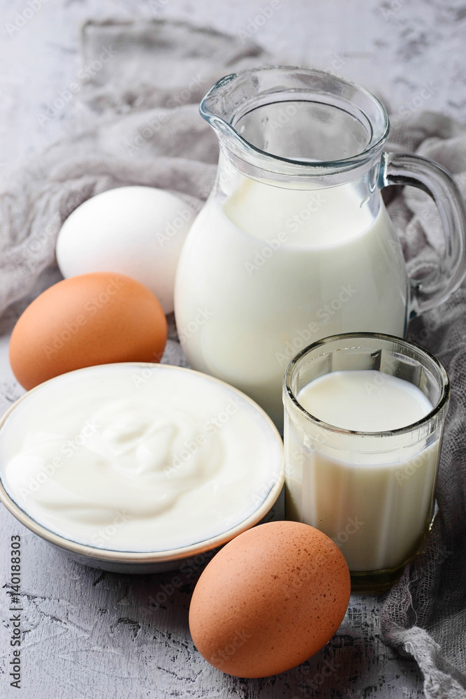 Milk, sour cream and eggs Milk, sour cream and eggs