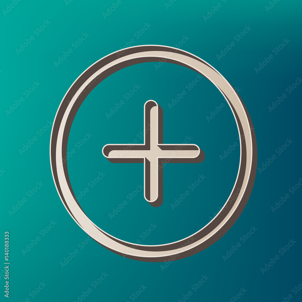 Positive symbol plus sign. Vector. Icon printed at 3d on sea color background. Positive symbol plus sign. Vector. Icon printed at 3d on sea color background.