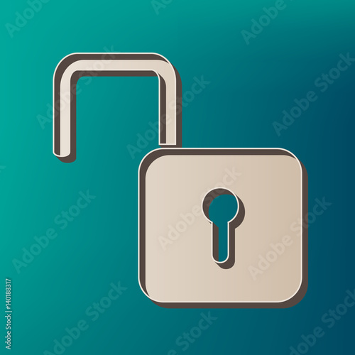 Unlock sign illustration. Vector. Icon printed at 3d on sea color background.