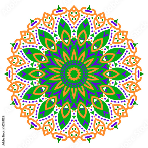 Color mandala vector ethnic pattern, round symmetrical
