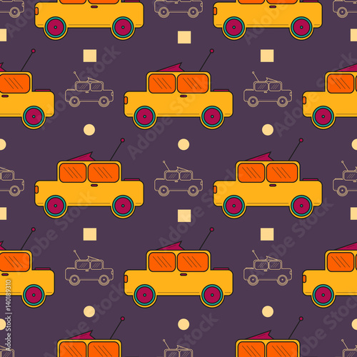 Seamless surface pattern with children cars