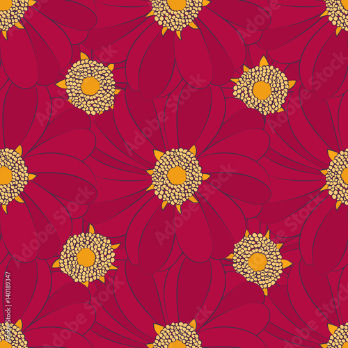 Seamless pattern with red flowers. Can use for printing on the