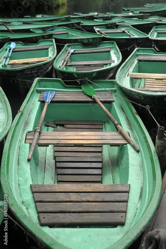 Green wooden boats photo