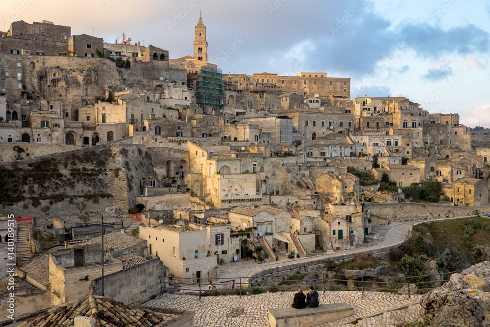 Fototapeta premium Panorama of the ancient town of Matera at the sunset