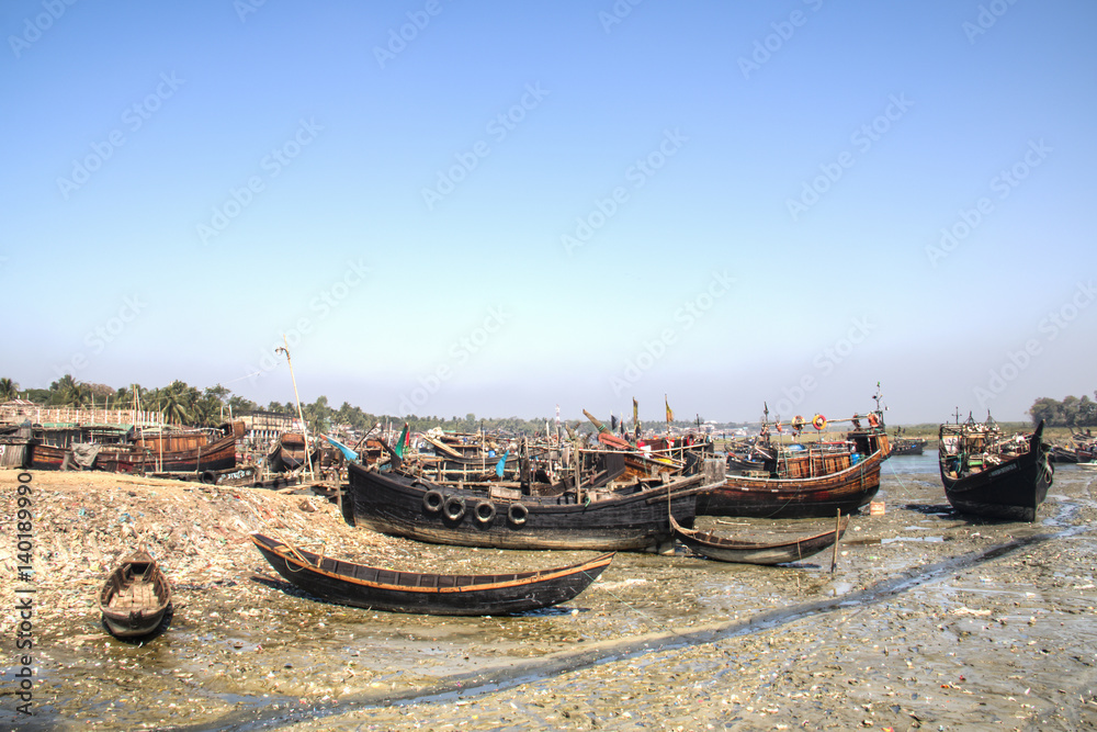 The harbor for boats in Cox's Bazar in Bangladesh
