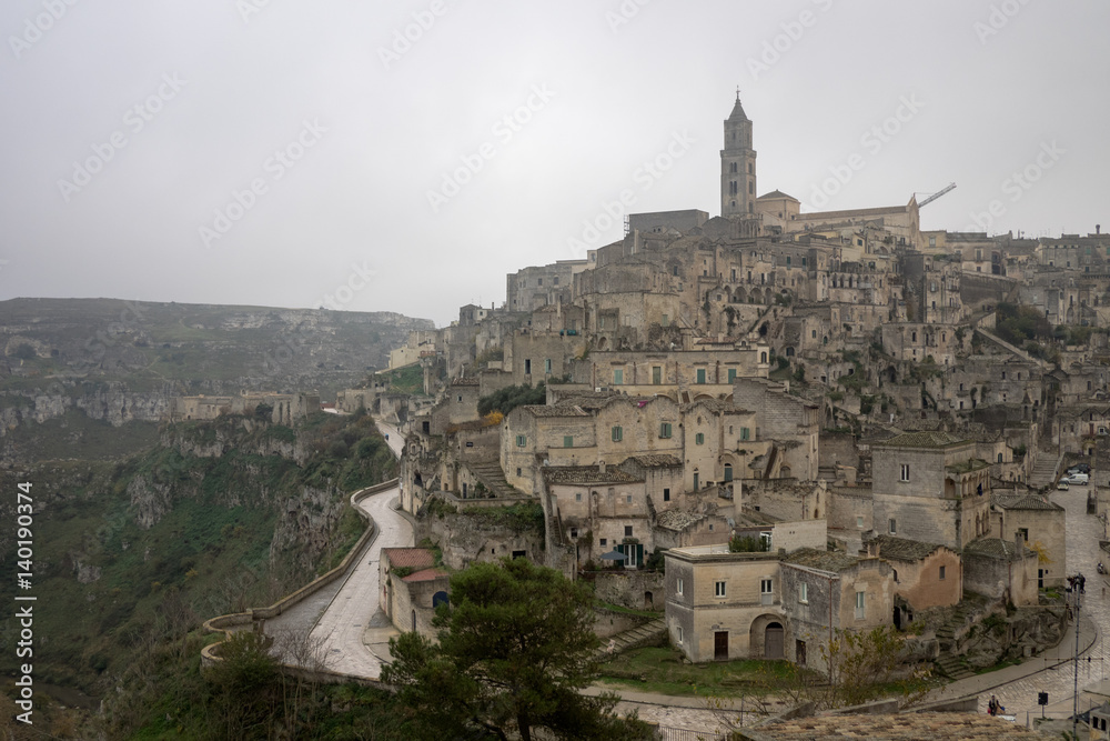 Panoramic view of Civita the oldest part of Matera European Capital of Culture 2019
