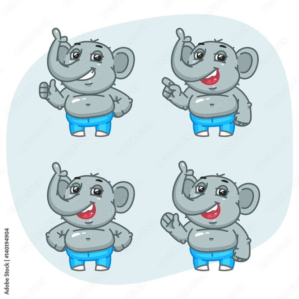 Obraz premium Elephant Shows and Indicates Character Set