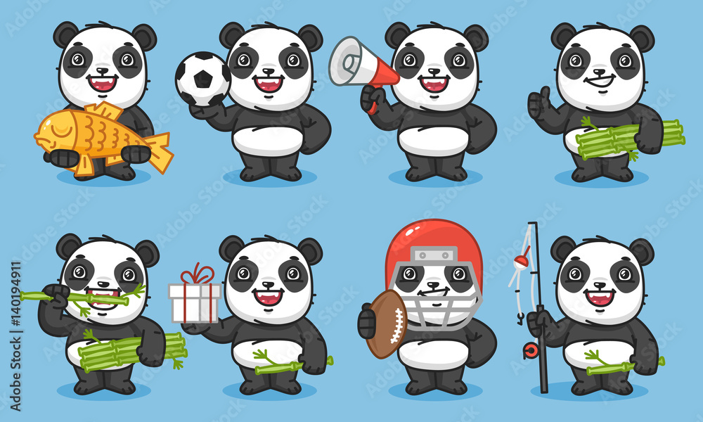 Naklejka premium Panda Set Characters Part 2